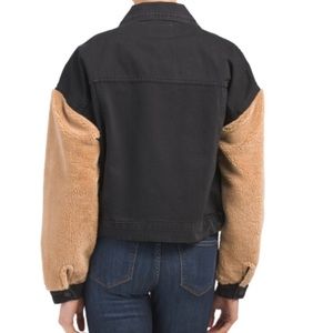 teddy sleeve denim jacket